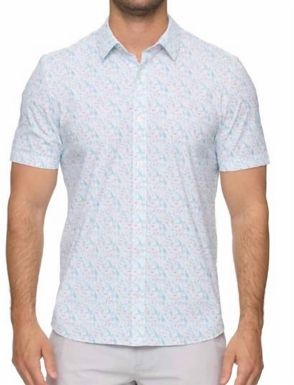 NEW FLAGS & ANTHEM edgewood short sleeves drink print journey shirt in white/red